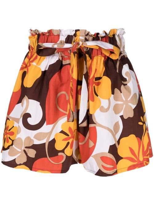 Paperbag-waist cotton shorts - Multicolour