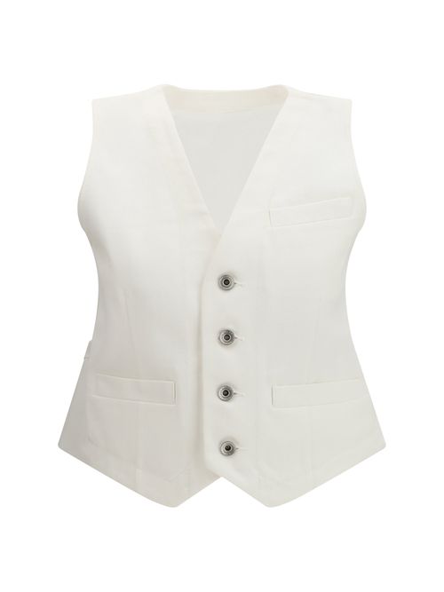 Cotton Denim Vest — White
