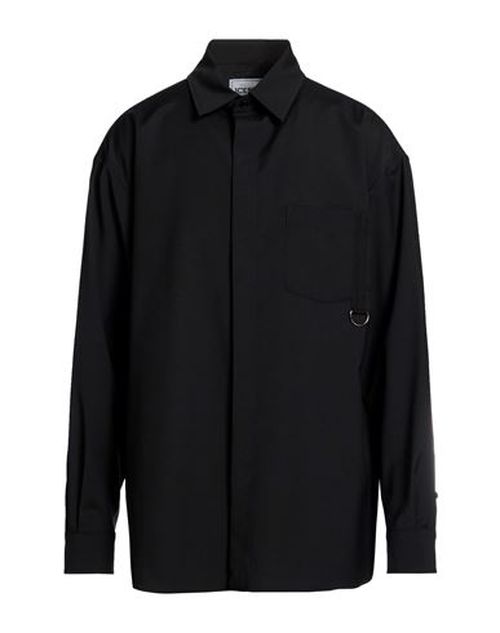 Man Shirt Black Size L Polyester, Wool, Elastane