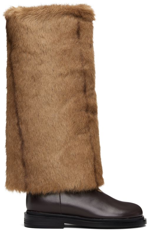 Brown Combi Socks Tall Boots