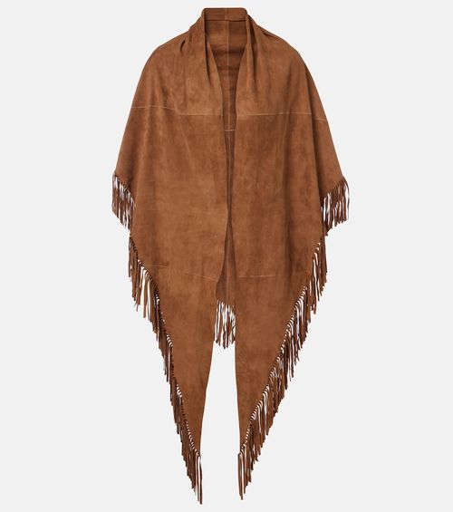 Fringed suede shawl
