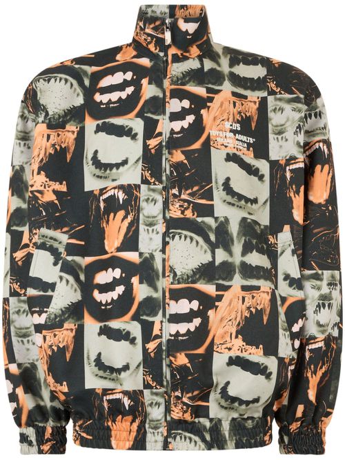 Lips print oversized jacket - Black