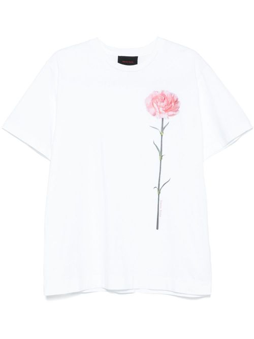 Carnation-print short-sleeve T-shirt - White