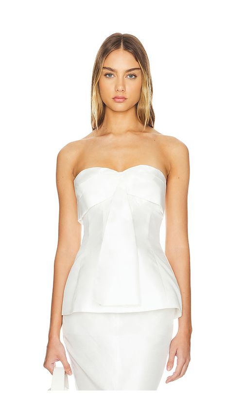 NICHOLAS OBERTEIL CORALINE STRAPLESS FAN PLEAT in White. Größe 8. Also in