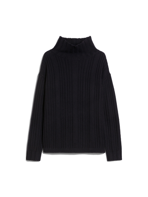 Navy Blue Wool And Cashmere Polo-neck Jumper