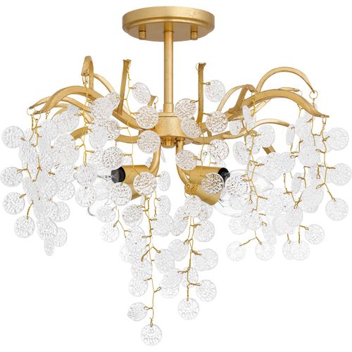 Gold Leaf Four Light Semi Flush Mount from the Maple Collection
