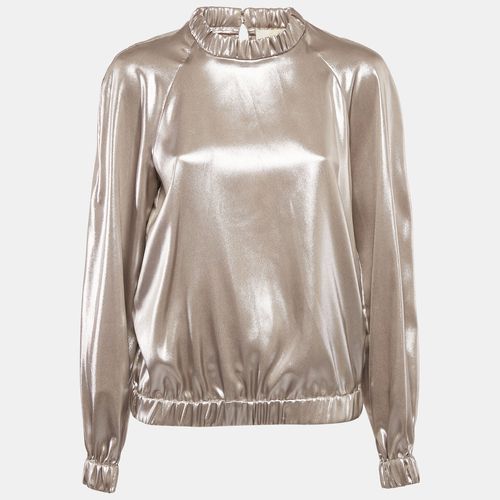Sara Battaglia Metallic Lam&eacute; Full Sleeve Top