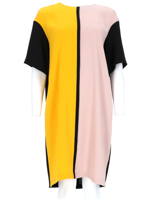 Colorblock Mini Dress with Relaxed Fit and Contrasting Details
