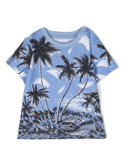 Palm-tree cotton T-Shirt - Blue