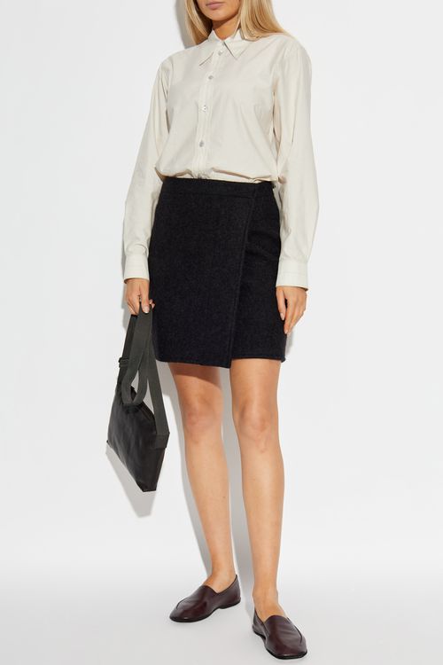 Short Skirt With Wrap Fastening, Women's, Black
