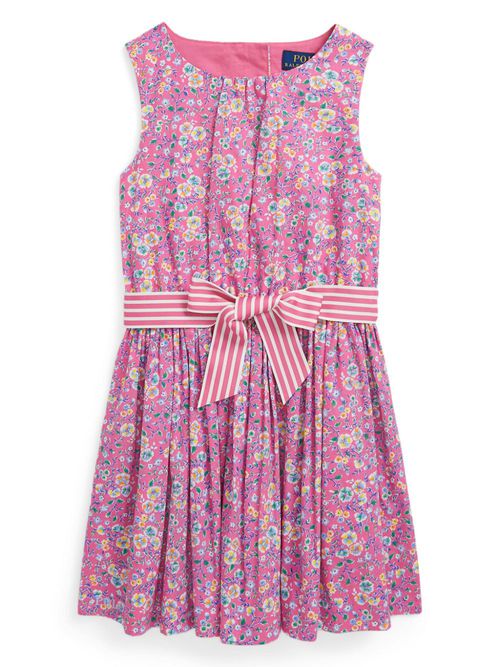 Floral-print cotton dress - Pink