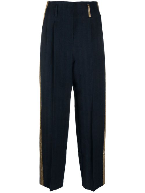 Glitter-detail straight-leg trousers - Blue