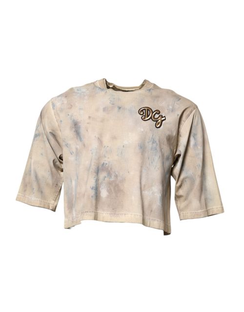 Tie-Dye Logo-Embroidered T-Shirt — Beige
