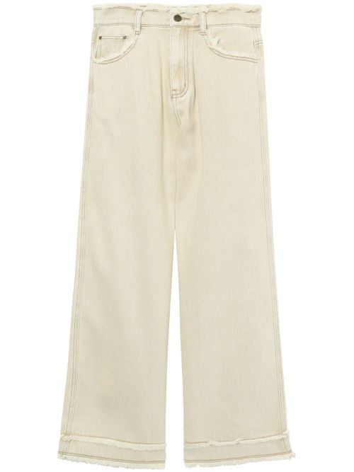 Frayed wide-leg jeans - Neutrals