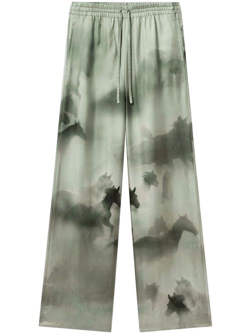 Horse-print palazzo trousers - Green