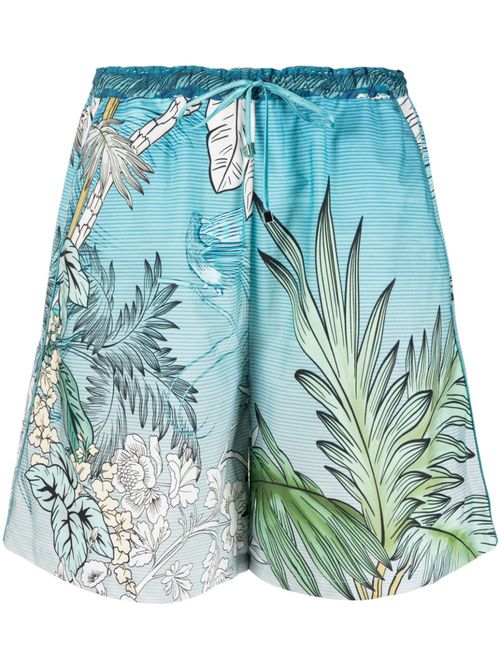 Ombré-effect cotton shorts - Blue