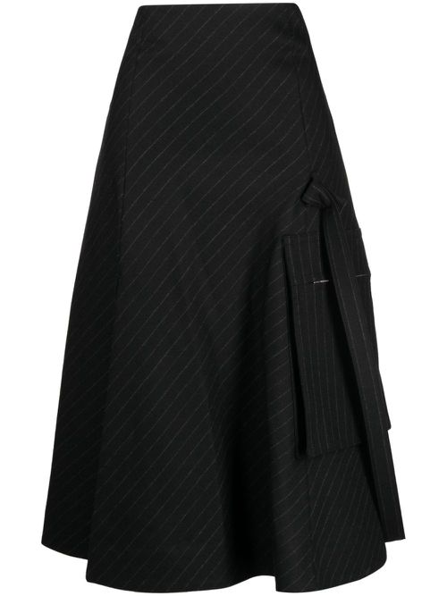 Pinstripe wool skirt - Black