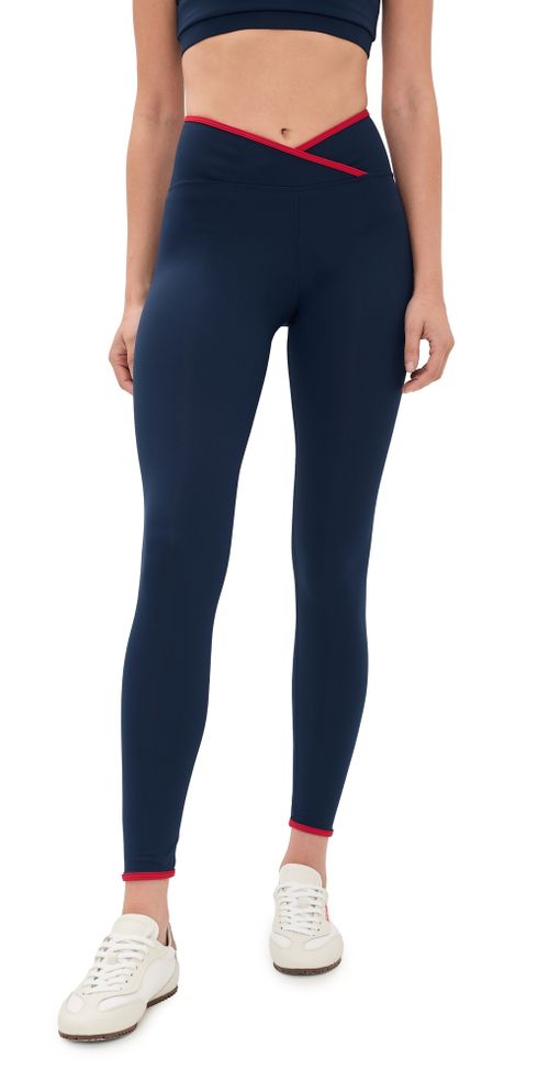 The Rae Ankle Leggings Navy/Red