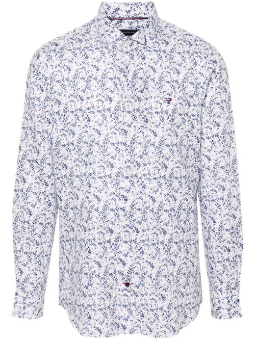 Floral-print cotton-blend shirt - White