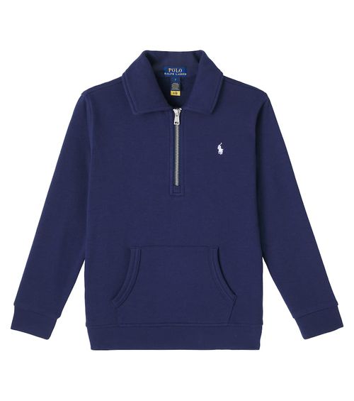 Cotton-blend polo sweater