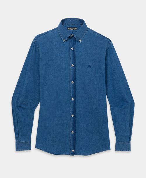 Regular Fit Denim Shirt With Button Down Collar