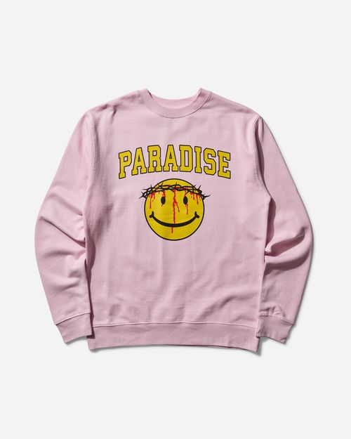 Men s Smiley Jesus Crewneck Sweatshirt Pink