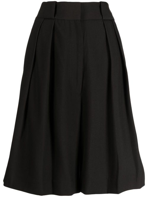 Rillo wide-leg pleated shorts - Brown