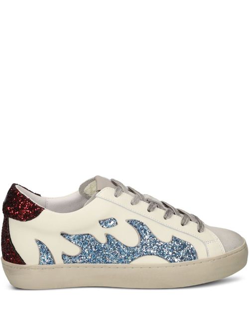 Flame-detail sneakers - White