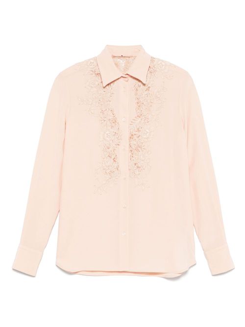 Lace-panel shirt - Pink