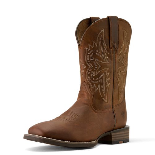 Men's Western Big Rig Wide Square Toe Boots in Distressed Brown, EE Wide Width, Size 7, by