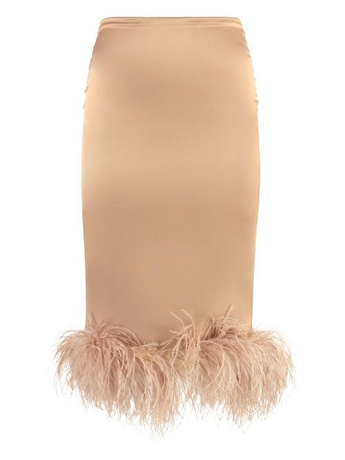 Feather-trim midi skirt - Neutrals