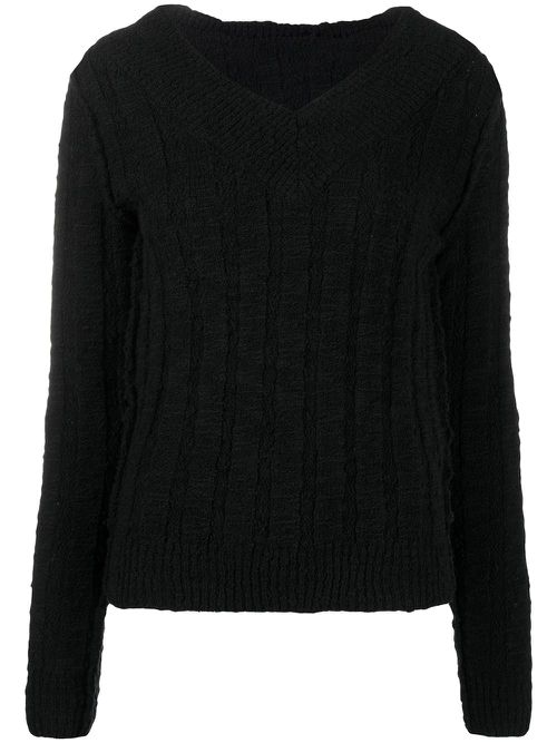Knitted V-neck jumper - Black