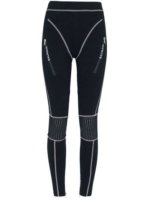 Contrast stitch leggings - Black