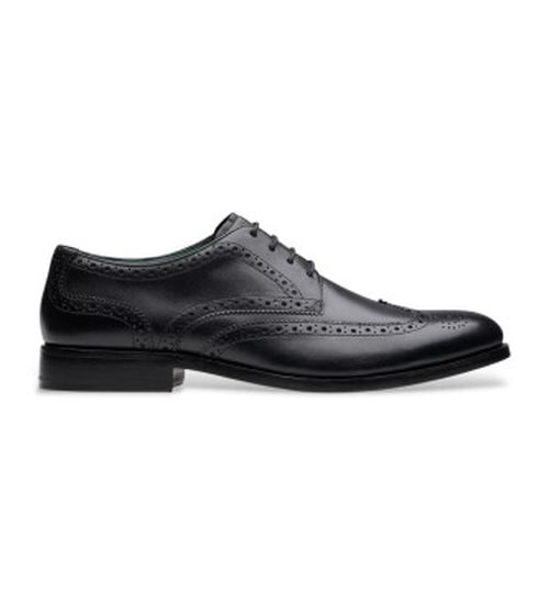 Clarks for man. 26178562 CraftJames Tip leather shoes black (44), Flat, Laces, Casual