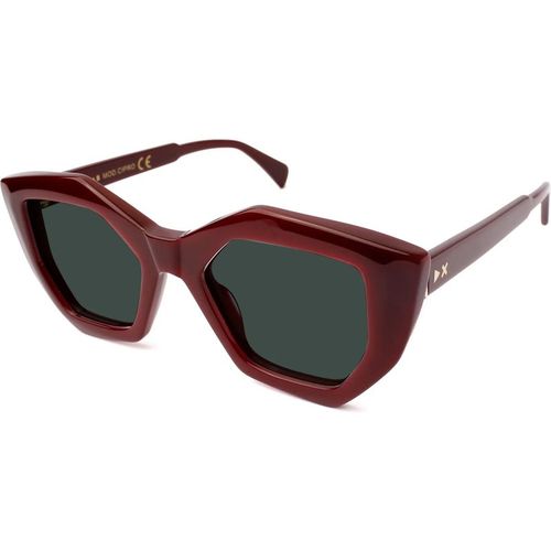 XLAB Vrouw XLAB Cipro Zonnebrillen Acetaat Bordeaux Groen G15 Geometrisch Gepolariseerd