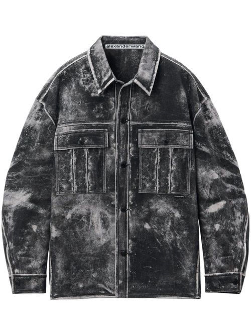 Trompe l'oeil leather jacket - Black