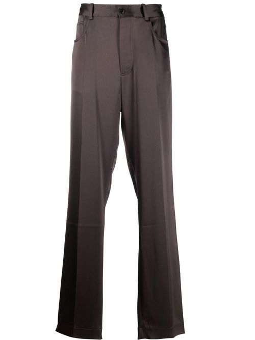 Mid-rise straight-leg trousers - Brown