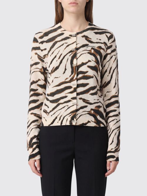 Zebra-Print Organic Cotton Cardigan with Logo