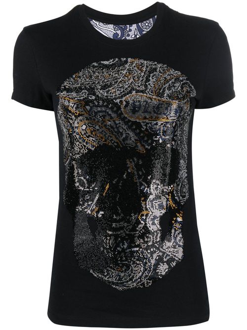 Paisley Skull round-neck T-shirt - Black