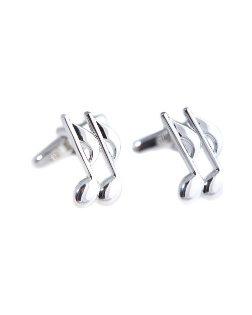 Rhodium Plated Musical Note Cufflinks