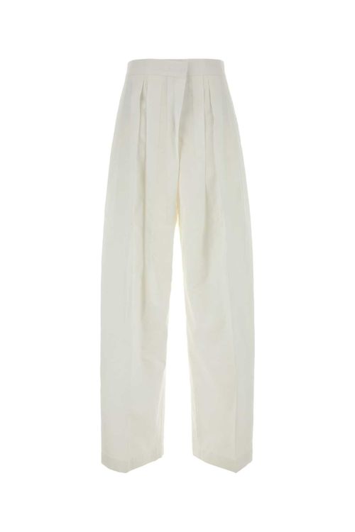 Cotton Blend Trousers — Beige