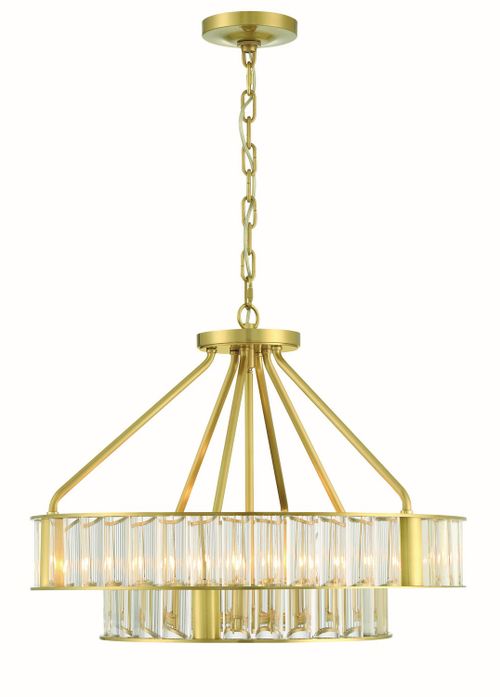 Aged Brass Six Light Chandelier from the Farris Collection