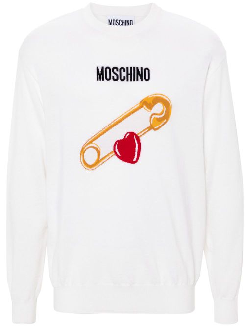 Moschino patterned intarsia-knit sweater - ニュートラル