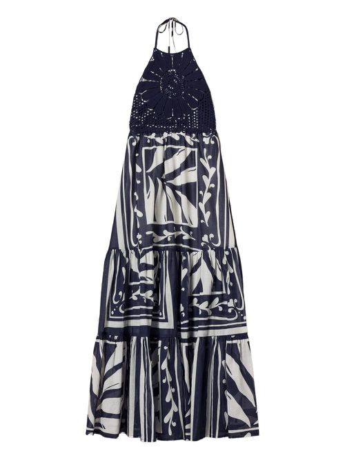 TWINSET embroidered halterneck maxi dress - Blue