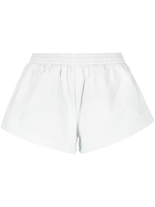 Flared Elasticated-Waist Cotton Shorts — White