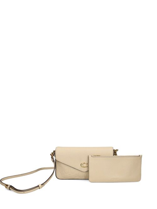 Embossed-logo leather crossbody bag - Neutrals