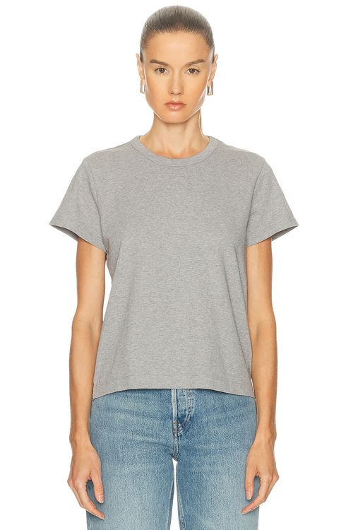 EAVES Lene Boxy Tee in Heather Grey - Grey. XS also in XXS, S, M