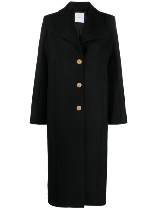Single-breasted wool-blend coat - Black