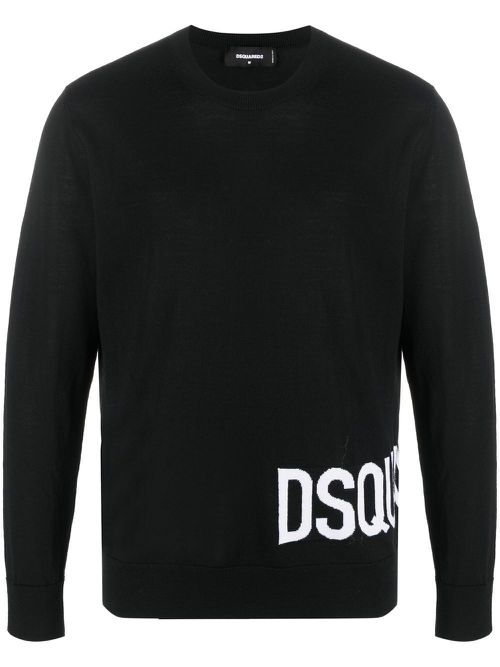 Logo-intarsia crew-neck sweater - Black