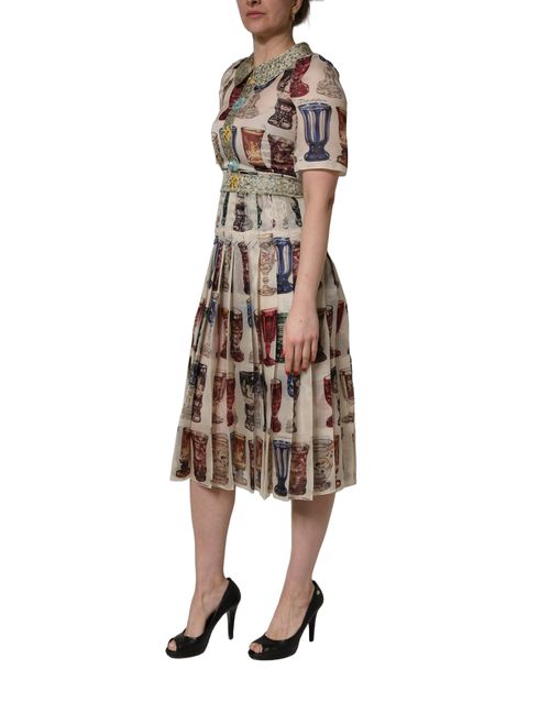 Vintage Glassware Print Dress — Multicolor